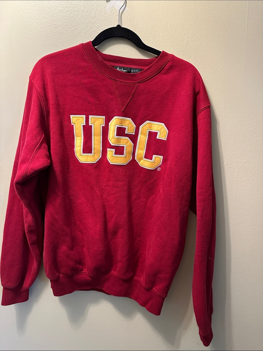 Heritage Red USC Crewneck Sweatshirt with Gold Appliqué Logo